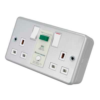 Greenbrook RCD SafetySure Twin Switch Socket Metal - M22SM, Image 1 of 1