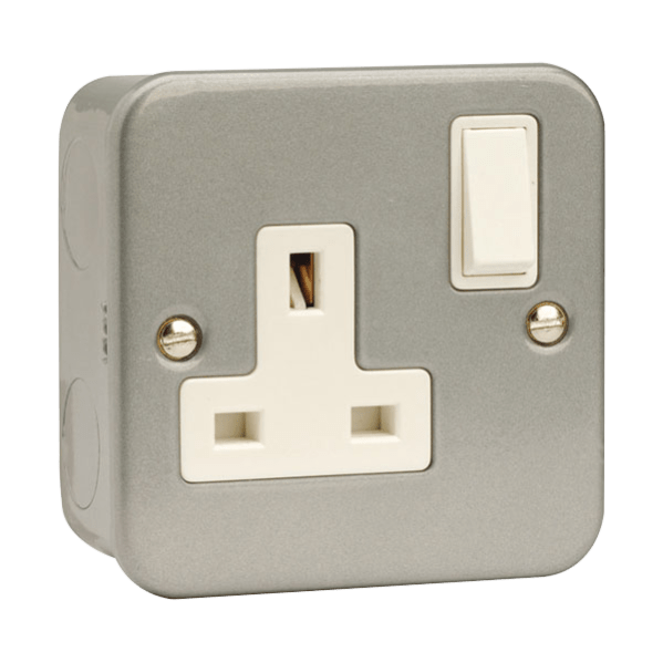 Click Scolmore Essentials Metal Clad 1 Gang Double Pole 13A Switched Socket - CL035, Image 1 of 1
