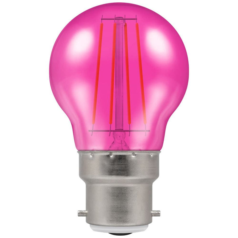 Crompton LED Filament Harlequin Round BC B22 4W - Pink, Image 1 of 1