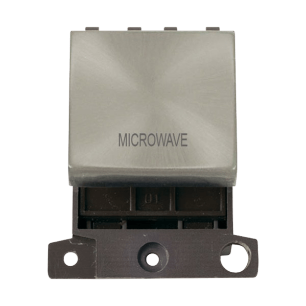 Click Scolmore MiniGrid 20A Double-Pole Ingot Microwave Switch Satin Chrome - MD022SC-MW, Image 1 of 1