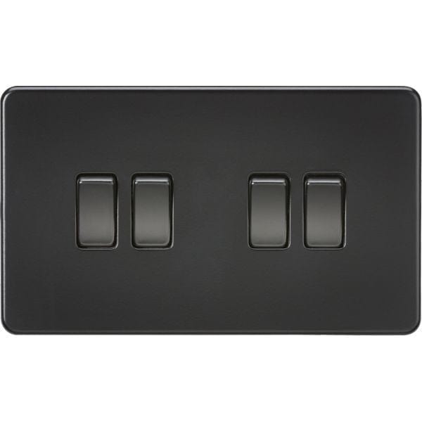 Knightsbridge Screwless 10AX 4G 2-Way Switch - Matt Black - SF4100MBB, Image 1 of 1