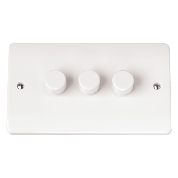 Click Scolmore Mode 13A 3 Gang 2 Way Dimmer Switches Polar White - CMA147, Image 1 of 1