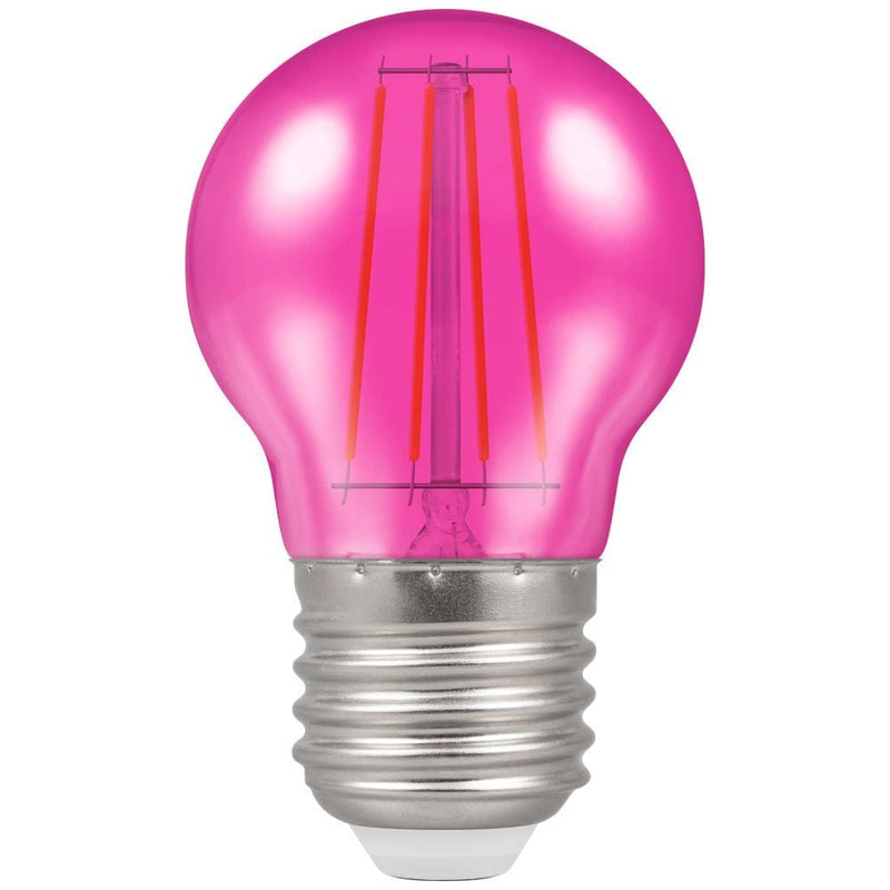 Crompton LED Filament Harlequin Round ES E27 4W - Pink, Image 1 of 1
