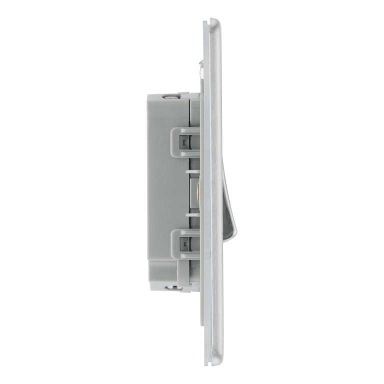 BG Screwless Flatplate Brushed Steel Double Switch, 10Ax 2 Way - FBS42, Image 2 of 3