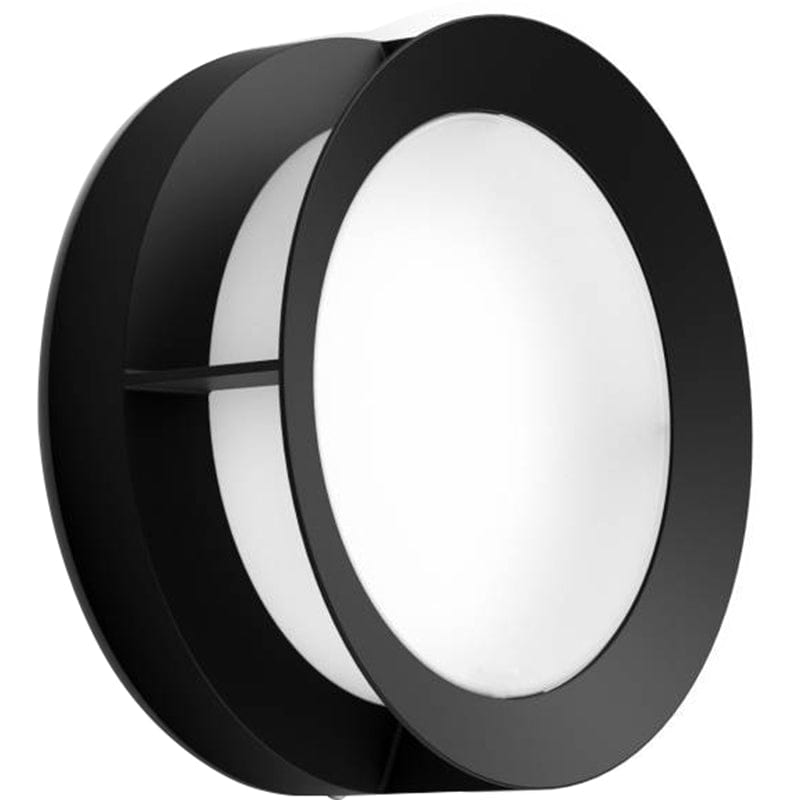 Philips Actea 12W LED Round Outdoor Wall Light Black - Warm White - 915005554301, Image 1 of 1