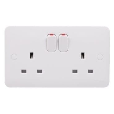 Schneider LWM 2G 13A Double Pole Switched Socket White - GGBL3020D, Image 1 of 3