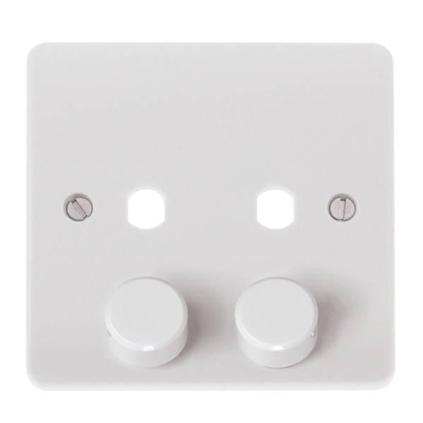 Click Scolmore MiniGrid Mode 2 Gang Single Dimmer Plate & Knobs White - CMA146PL, Image 1 of 1