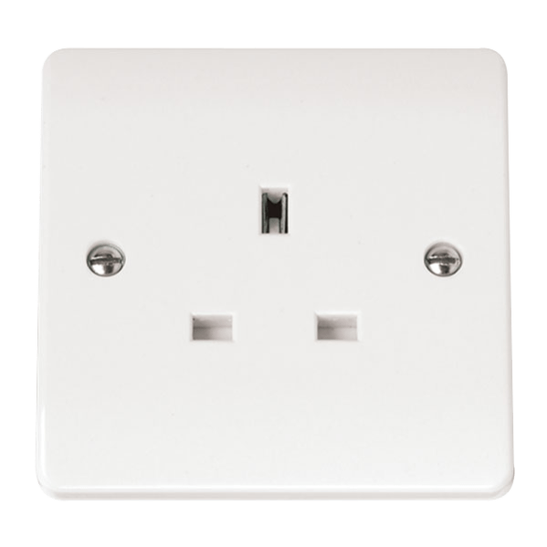 Click Scolmore Mode 13A 1 Gang Unswitched Plug Socket Polar White - CMA630, Image 1 of 1