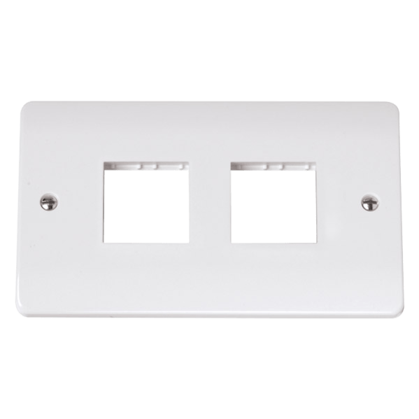 Click Scolmore MiniGrid Double Switch Plate 4 Gang Aperture White - CMA404, Image 1 of 1