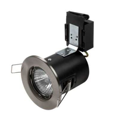 Robus Compact 50W GU10 Fire Rated Downlight 72mm IP20 Brushed Chrome - RFP201-13, Image 1 of 1
