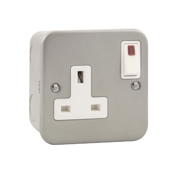 Click Scolmore Essentials 1 Gang 13A Double Pole Plug Socket With Neon