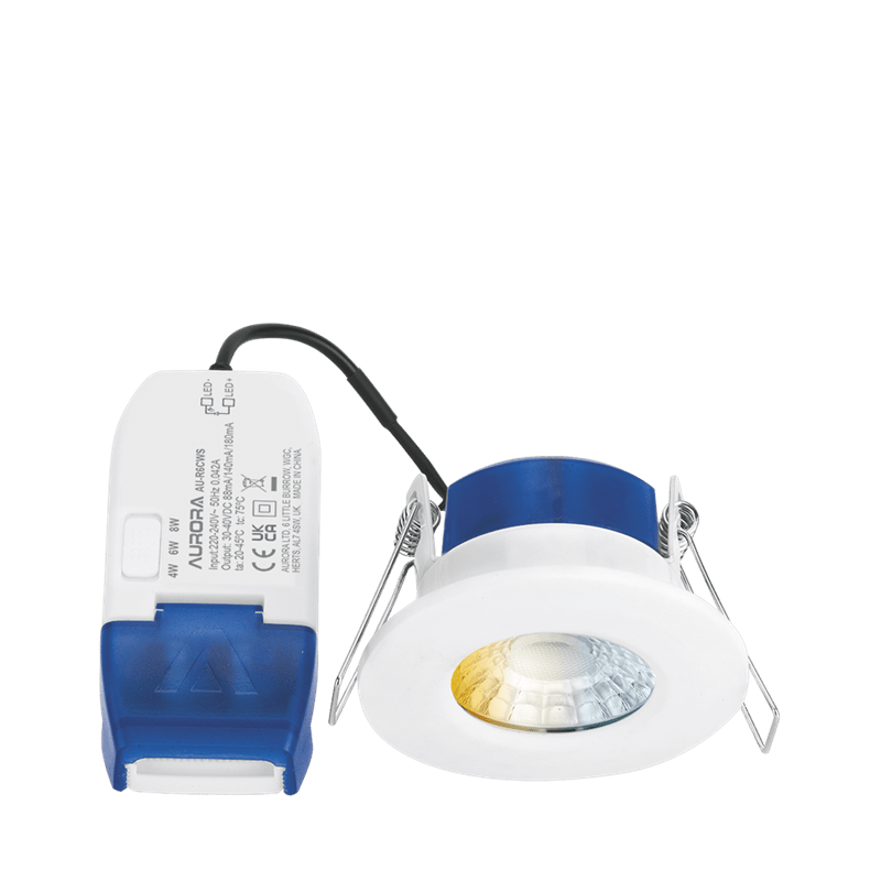 Aurora R6 4W/6W/8W Dimmable IP65 CCT Downlight 3000/4000/5700K - White - AU-R6CWS, Image 1 of 1