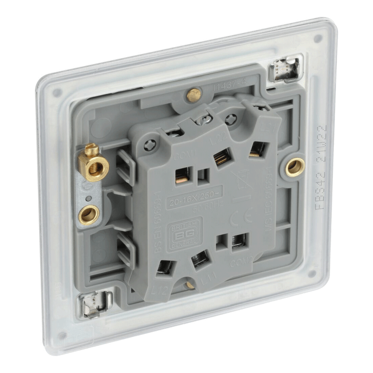 BG Screwless Flatplate Brushed Steel Double Switch, 10Ax 2 Way - FBS42, Image 3 of 3