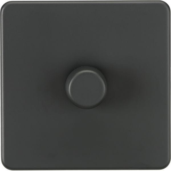 Knightsbridge Screwless 1G 2-way 10-200W (5-150W LED) trailing edge dimmer - Anthracite - SF2181AT, Image 1 of 1