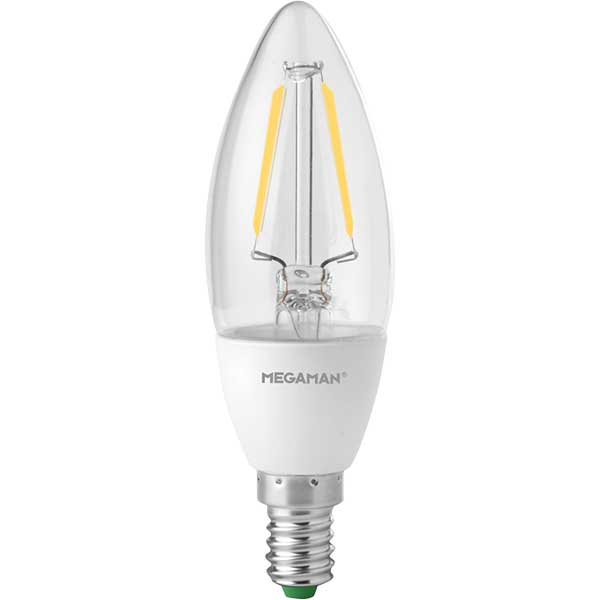 Megaman 3.2W LED E14 SES Filament Candle Warm White Dimmable - 143424, Image 1 of 1