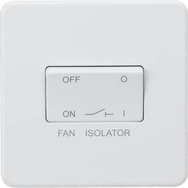 Knightsbridge Screwless 10AX 3 pole fan isolator switch - Matt white - SF1100MW, Image 1 of 1