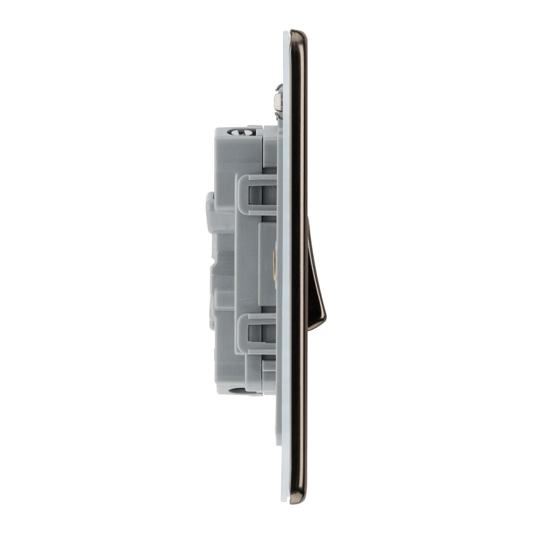 BG Screwless Flatplate Black Nickel Double Switch, 10Ax 2 Way - FBN42, Image 2 of 3