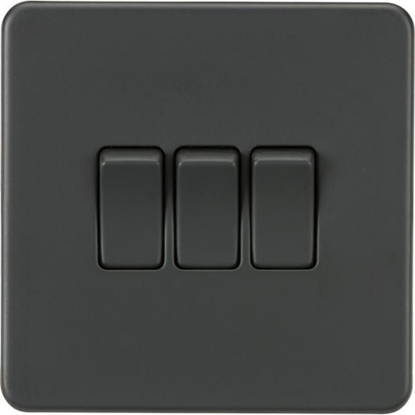 Knightsbridge Screwless 10AX 3G 2-Way Switch - Anthracite - SF4000AT, Image 1 of 1