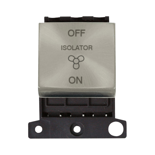 Click Scolmore MiniGrid 10A 3 Pole Fan Switch Module Satin Chrome - MD020SC, Image 1 of 1