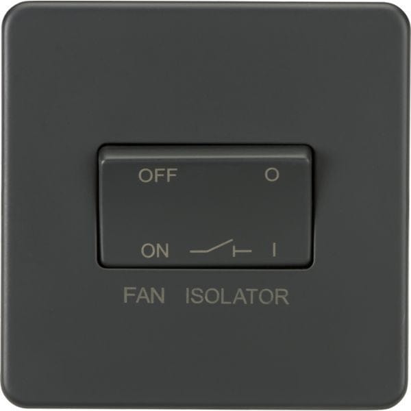 Knightsbridge Screwless 10AX 3 pole Fan Isolator Switch - Anthracite - SF1100AT, Image 1 of 1