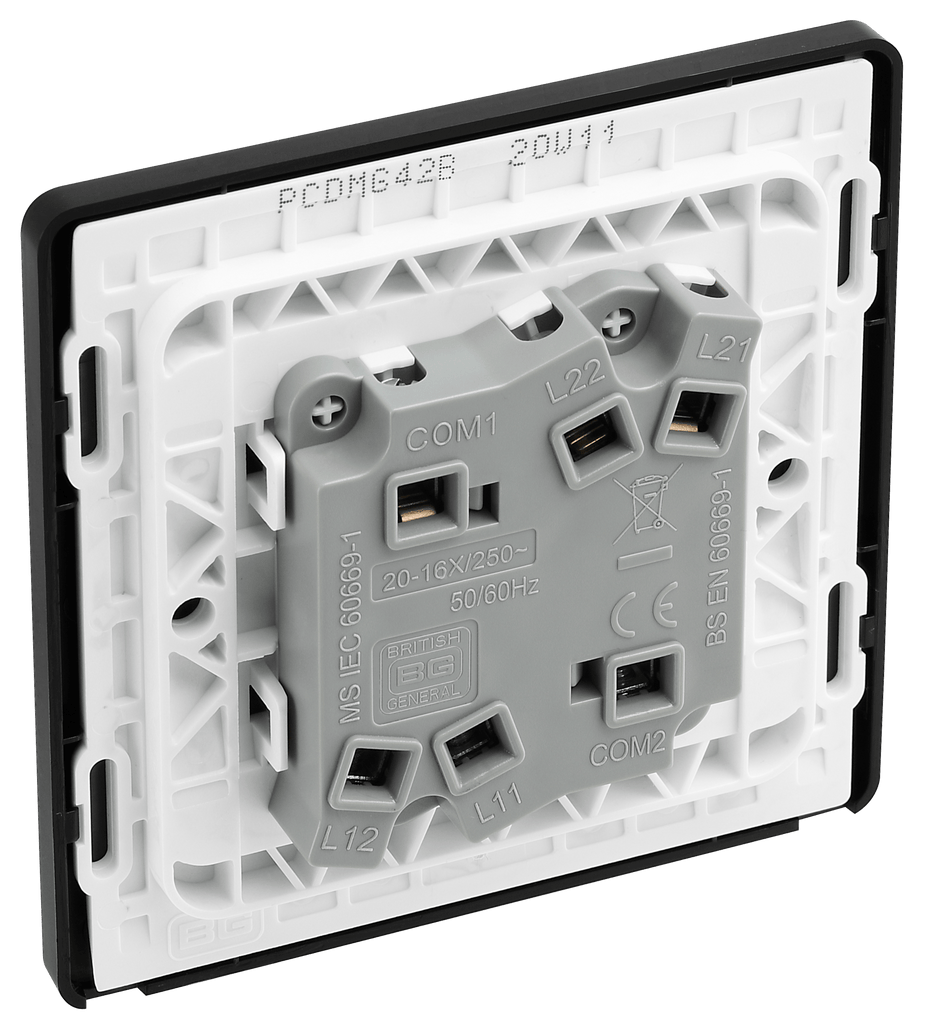 BG Evolve Matt Grey Double Light Switch 20A 16AX 2 Way PCDMG42B