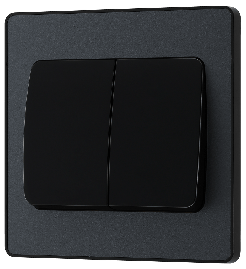 BG Evolve Matt Grey Double Light Switch 20A 16AX 2 Way Wide Rocker P