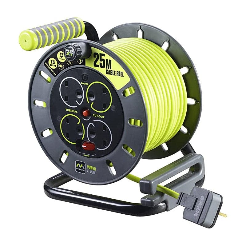 BG Masterplug 4 Socket 25M 13A Open Cable Reel, Green - OMU25134SL-PX, Image 1 of 1