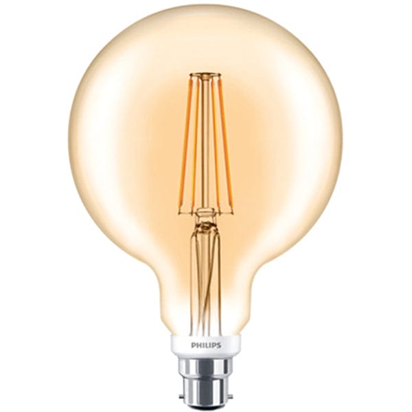 Philips CLA 7W LED BC B22 120mm Gold Globe Amber Warm White Dimmable - 58743, Image 1 of 1