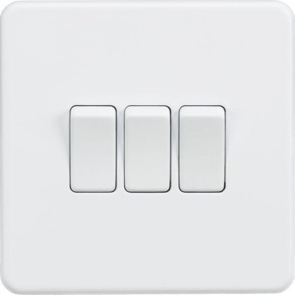Knightsbridge Screwless 10AX 3G 2-Way Switch - Matt White - SF4000MW, Image 1 of 1