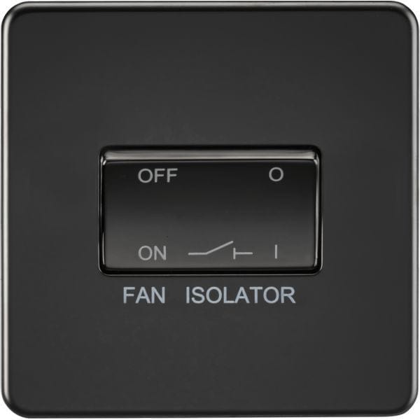 Knightsbridge Screwless 10AX 3 pole Fan Isolator Switch - Matt Black - SF1100MBB, Image 1 of 1