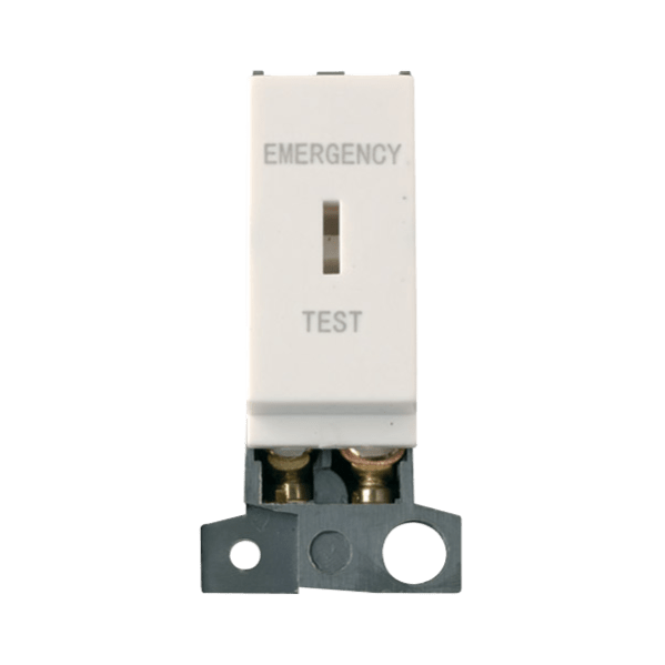 Click Scolmore MiniGrid Double-Pole Key Switch Module Emergency Test White - MD029PW, Image 1 of 1