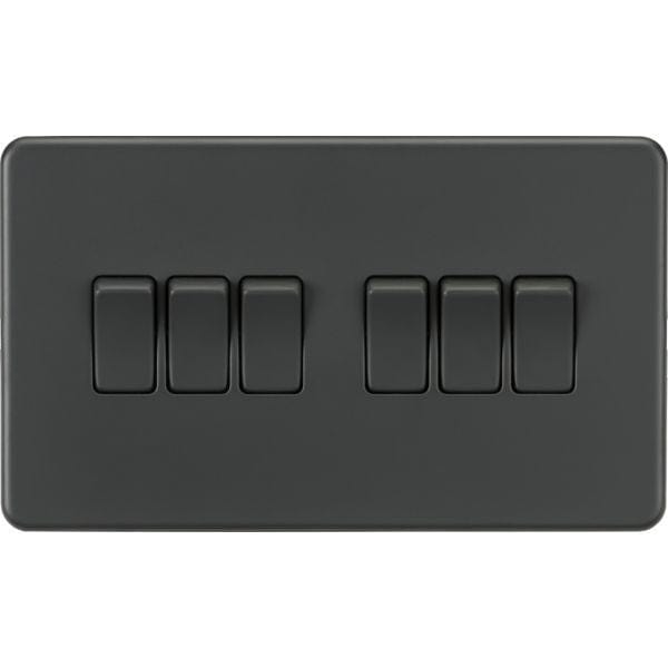 Knightsbridge Screwless 10AX 6G 2-Way Switch - Anthracite - SF4200AT, Image 1 of 1