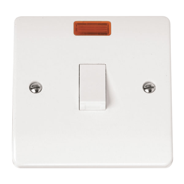 Click Scolmore Mode 20A 1 Gang Double Pole Rocker Switch Polar White With Neon - CMA623, Image 1 of 1