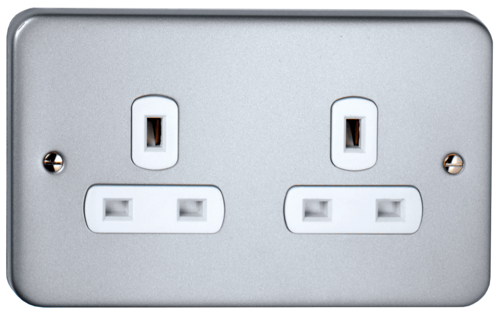 Deta Metal Clad 13A 2 Gang Unswitched Socket & Back Box With Knockouts ...