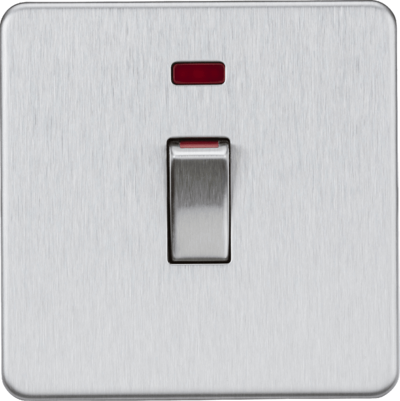 Knightsbridge 45A 1G DP switch with neon - brushed chrome - SF81MNBC, Image 1 of 1