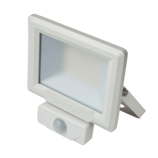 Robus HiLume 10W LED flood light with PIR, IP65, White, 4000K, c/w 1m flex - RHL1040P-01