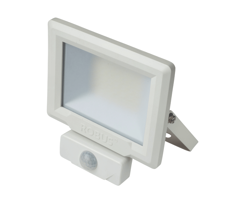 Robus HiLume 10W LED flood light with PIR, IP65, White, 4000K, c/w 1m flex - RHL1040P-01, Image 1 of 1