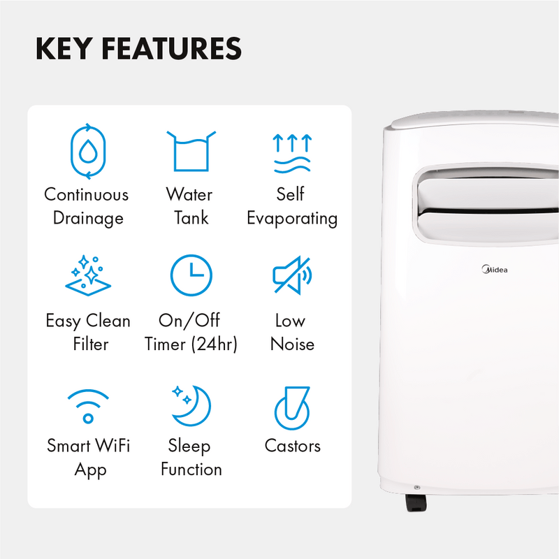 Midea Comfee 9000 BTU WiFi Compatible Portable Air Conditioner - White - MPPFA-09CRN7 - Return Unit, Image 3 of 9