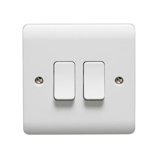 Crabtree Instinct 10AX 2 Gang 2 Way Light Switch - White  - CR1272