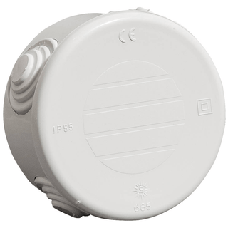 Wiska WIB6 Circular Surface Sealed Box IP55 with lid & cones Grey - 665