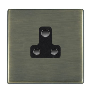 Hamilton Hartland CFX 5A 1 Gang Unswitched DP Round Pin Socket - Antique Brass with Black Inserts  - 79CUS5B
