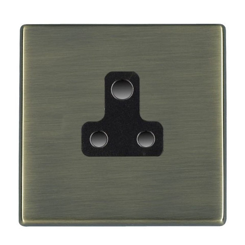Hamilton Hartland CFX 5A 1 Gang Unswitched DP Round Pin Socket - Antique Brass with Black Inserts  - 79CUS5B, Image 1 of 1