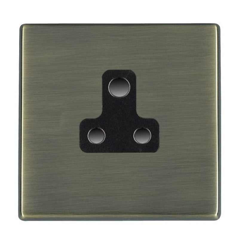Hamilton Hartland CFX 5A 1 Gang Unswitched DP Round Pin Socket - Antique Brass with Black Inserts  - 79CUS5B, Image 1 of 1
