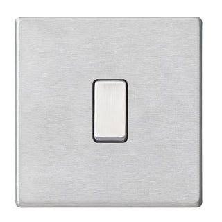 Hamilton Hartland G2 10AX 1 Gang Push To Make/Push to Break Retractive Switch - Satin Steel/Black  - 7G24RRTSS-B