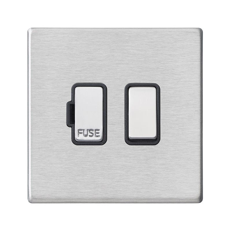 Hamilton Hartland G2 13A 1 Gang Screwless Switched Fused Spur - Satin Steel/Black  - 7G24SPSS-B, Image 1 of 1