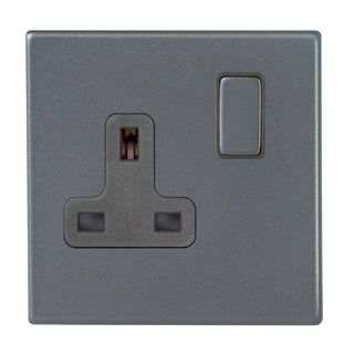 Hamilton Hartland G2 13A 1 Gang Screwless DP Switched Socket - Anthracite Grey with Grey Inserts  - 7G2ASS1GA-QG