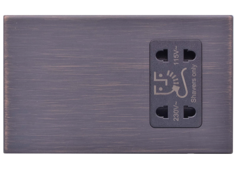 Hamilton Hartland G2 115/230V Screwless Dual Voltage Shaver Socket - Etrium Bronze/Black Inserts  - 7G2EBSHSB, Image 1 of 1