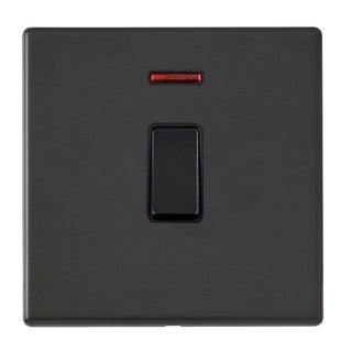 Hamilton Hartland G2 20A 1 Gang Screwless Double Pole Switch with Neon - Matt Black  - 7G2MBDPNBL-B