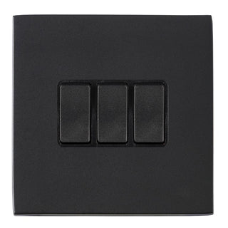 Hamilton Hartland G2 10A 3 Gang 2 Way Screwless Light Switch - Matt Black  - 7G2MBR23BL-B