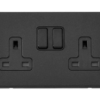 Hamilton Hartland G2 13A 2 Gang Screwless Double Pole Switched Socket - Matt Black  - 7G2MBSS2BL-B